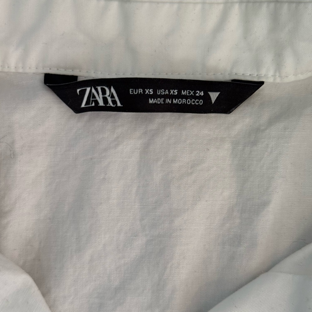 Zara White Cotton Dress - Size XS - Picture 4 of 5